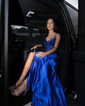 Sheath/Column V-neck Glitter Prom Dresses With Appliques