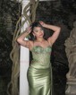 Mermaid Sweetheart Satin Corset Prom Dresses With Appliques