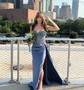 Mermaid Sweetheart Satin Corset Prom Dresses With Appliques