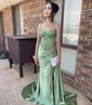 Mermaid Sweetheart Satin Corset Prom Dresses With Appliques