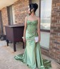 Mermaid Sweetheart Satin Corset Prom Dresses With Appliques