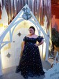 Ball Gown Square Neck Puff Sleeve Tulle Prom Dresses With Star