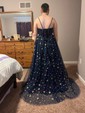 Ball Gown Square Neck Puff Sleeve Tulle Prom Dresses With Star
