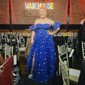 Ball Gown Square Neck Puff Sleeve Tulle Prom Dresses With Star