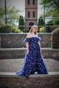 Ball Gown Square Neck Puff Sleeve Tulle Prom Dresses With Star