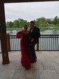 Ball Gown V-neck Puff Sleeve Chiffon Prom Dresses With Ruched