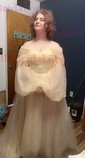 Ball Gown Off-the-shoulder Ruched Tulle Prom Dresses With Puff Sleeve