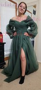 Ball Gown Off-the-shoulder Ruched Tulle Prom Dresses With Puff Sleeve