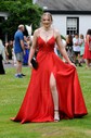 Ball Gown V-neck Satin Prom Dresses With Appliques