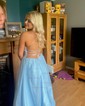 Ball Gown V-neck Floor-length Tulle Prom Dresses