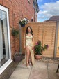 Sheath/Column V-neck Satin Prom Dresses With Ruched