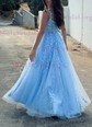 A-line Sweetheart Tulle Corset Prom Dresses With Appliques