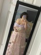 Ball Gown Off-the-shoulder Lace Tulle 3D Floral Prom Dresses