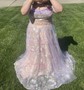 Ball Gown Off-the-shoulder Lace Tulle 3D Floral Prom Dresses