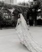 Ball Gown Square Neck Lace Floor-length Floral Prom Dresses