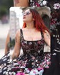 Ball Gown Square Neck Lace Floor-length Floral Prom Dresses