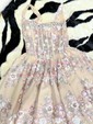 Ball Gown Square Neck Lace Floor-length Floral Prom Dresses