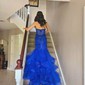 Mermaid Strapless Tulle Tiered Prom Dresses With Appliques
