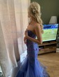 Mermaid Strapless Tulle Tiered Prom Dresses With Appliques