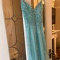 Mermaid V-neck Tulle Ruffle Prom Dresses With Beading