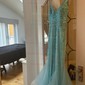 Mermaid V-neck Tulle Ruffle Prom Dresses With Beading