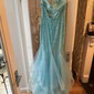 Mermaid V-neck Tulle Ruffle Prom Dresses With Beading