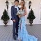 Mermaid Off-the-shoulder Chiffon Tiered Prom Dresses With Appliques