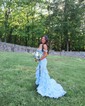 Mermaid Off-the-shoulder Chiffon Tiered Prom Dresses With Appliques