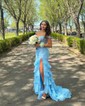 Mermaid Off-the-shoulder Chiffon Tiered Prom Dresses With Appliques
