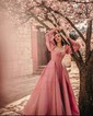 Ball Gown Sweetheart Satin Prom Dresses With Puff Sleeve