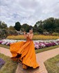 Ball Gown Strapless Satin Prom Dresses With Ruched