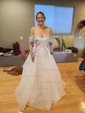 Ball Gown Off-the-shoulder Lace Tulle 3D Floral Prom Dresses
