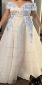 Ball Gown Off-the-shoulder Lace Tulle 3D Floral Prom Dresses