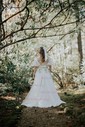 Ball Gown V-neck Puff Sleeve Tulle Prom Dresses With Floral