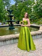 Ball Gown Strapless Metallic Prom Dresses With Ruched