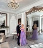 Ball Gown Square Neck Tulle Floral Prom Dresses With Butterfly