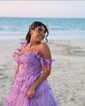 Ball Gown Square Neck Tulle Floral Prom Dresses With Butterfly