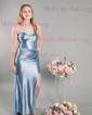 Fitted Sweetheart Satin Ruched Prom Dresses with Slit