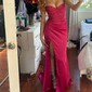 Mermaid Strapless Satin Corset Prom Dresses with Beading