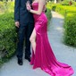 Mermaid Strapless Satin Corset Prom Dresses with Beading