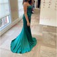 Mermaid Strapless Satin Corset Prom Dresses with Beading