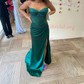 Mermaid Strapless Satin Corset Prom Dresses with Beading