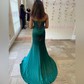 Mermaid Strapless Satin Corset Prom Dresses with Beading