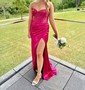 Mermaid Strapless Satin Corset Prom Dresses with Beading