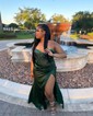 Mermaid Strapless Satin Corset Prom Dresses with Beading