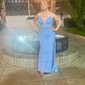 Mermaid V-neck Ruched Satin Prom Dresses with Appliques