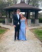 Mermaid V-neck Ruched Satin Prom Dresses with Appliques