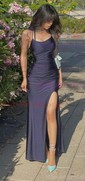 Fitted Jersey Square Neck Prom Dresses with Slit