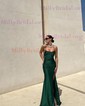 Fitted Jersey Square Neck Prom Dresses with Slit