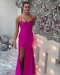 Fitted Jersey Square Neck Prom Dresses with Slit